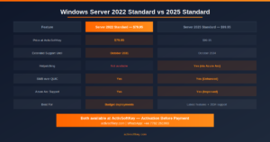 windows server 2022 standard license comparison